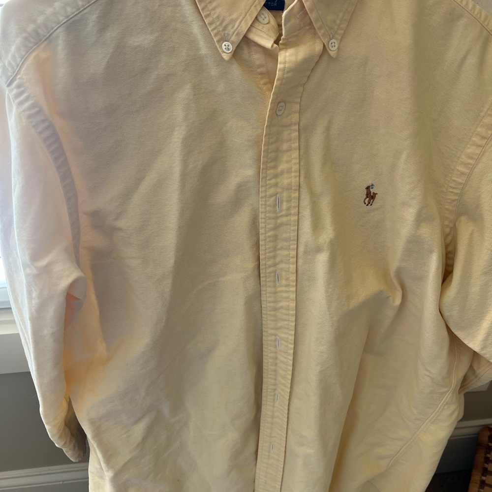 Ralph Lauren Yellow Casual Button Down Shirt Timeless Style
